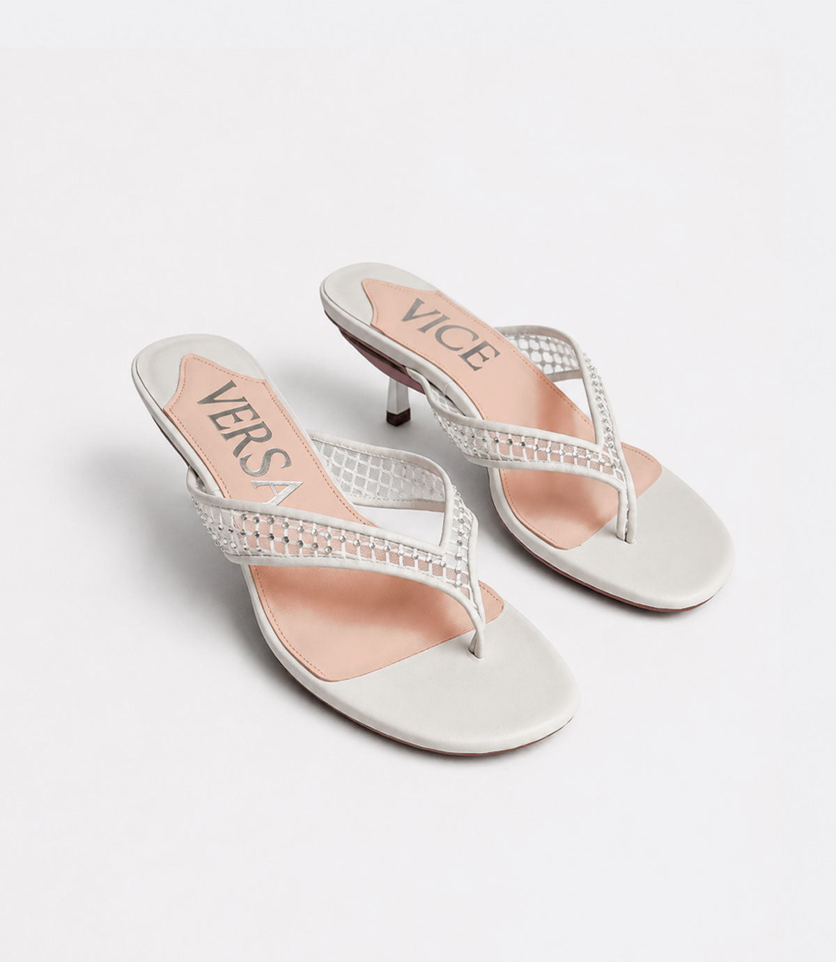 Margo Sandals in White Crystal Mesh